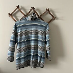 GAP Blue and Gray Striped Turtleneck Sweater